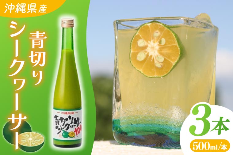 沖縄県産青切りシークヮーサー500ml 3本セット|シークヮーサー ジュース フルーツ フルーツジュース 果汁 調味料 沖縄 おきなわ 豊見城市(AD001-1)