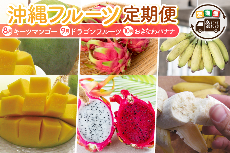 【2026年8月より順次発送】【3ヶ月定期便】沖縄フルーツ定期便(8・9・10月コース)｜フルーツ くだもの 果物 マンゴー キーツマンゴー ドラゴンフルーツ バナナ 名護パイン園 定期便 フルーツ定期便 沖縄フルーツ 先行予約 おきなわ 沖縄県 豊見城市(AC017)