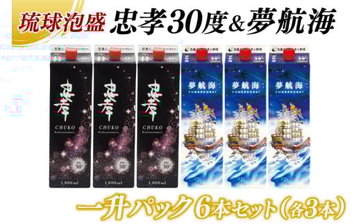 忠孝30度＆夢航海一升パック 6本セット(BY013)