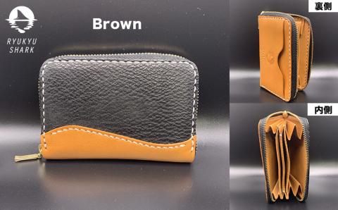 【ふるさと納税】サメ革コインケースCowMix　Brown　財布　財布　革製品　工芸品　サメ　鮫　RYUKYU SHARK　革　ファッション　小物　コインケース　うるま　沖縄　革財布