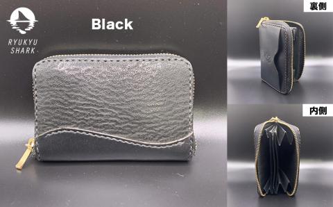 【ふるさと納税】サメ革コインケースCowMix　Black　財布　財布　革製品　工芸品　サメ　鮫　RYUKYU SHARK　革　ファッション　小物　コインケース　うるま　沖縄　革財布