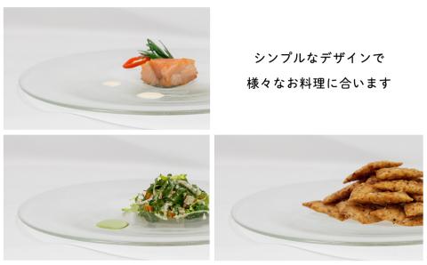 【琉球ガラス工房　三ツ星】クリアプレート　１枚　おしゃれ　手作り　ガラス　サラダ　魚料理　肉料理　スナック　沖縄　伝統工芸　吹きガラス　うるま市　シンプル　スタイリッシュ