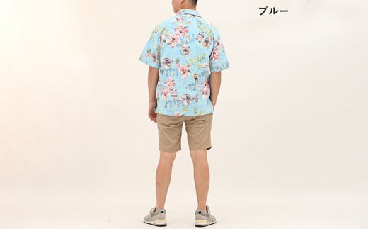 【かりゆしウェア】メンズ がんばるヤンバルクイナSサイズ×ブルー