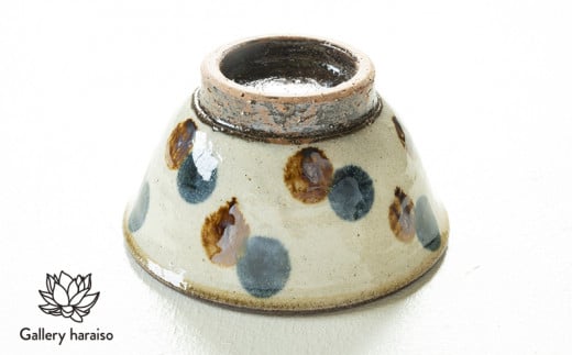 沖縄のやちむん ドット4寸マカイ（御飯茶碗）ペア【ネイビー×ブラウン】