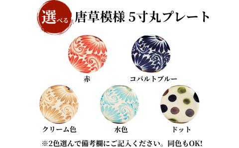 ＜色が選べる！＞ 唐草模様 5寸丸プレート 2枚セット【尚工房】