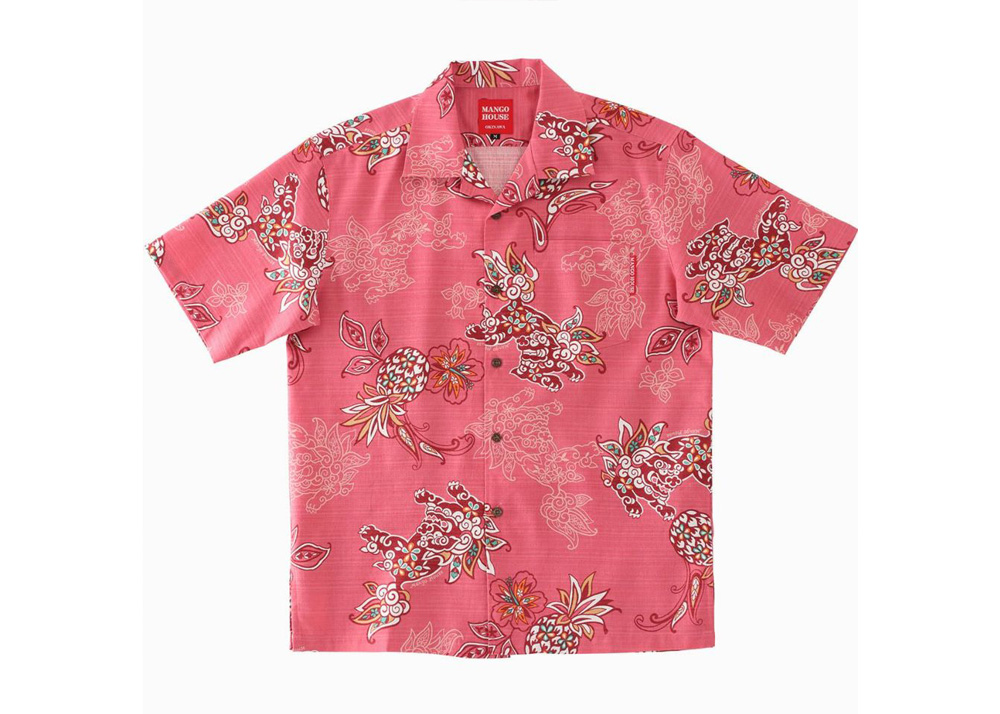 【かりゆしウェア】メンズ いちゃりばシーサーパインLLサイズ×ピンク ピンク LL