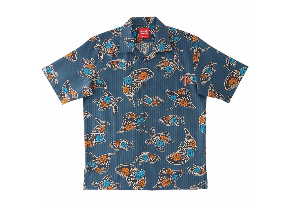 【かりゆしウェア】メンズ ちゅらさんジンベエザメLLサイズ×ネイビー