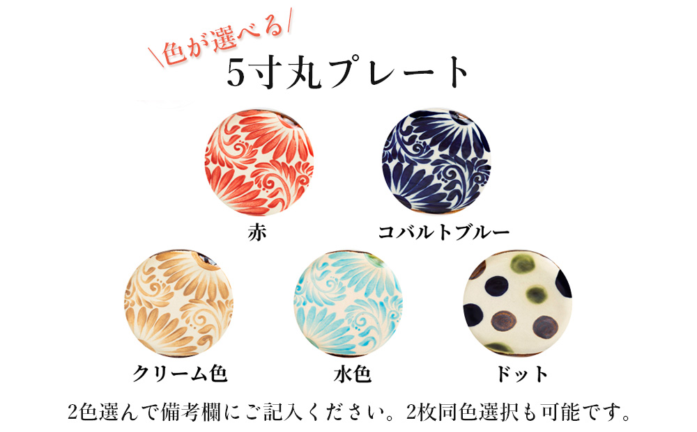 ＜色が選べる！＞ 唐草模様 5寸丸プレート 2枚セット【尚工房】