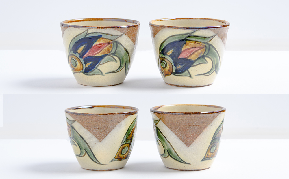 そば猪口　線彫り・魚紋　2個セット【尚工房】