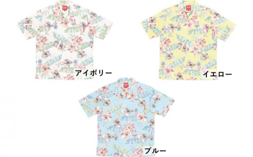 【かりゆしウェア】メンズ がんばるヤンバルクイナSサイズ×ブルー