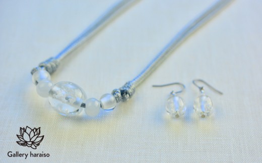 【トンボ玉】緑の風・マース玉ジュエリーセット【ホワイト】