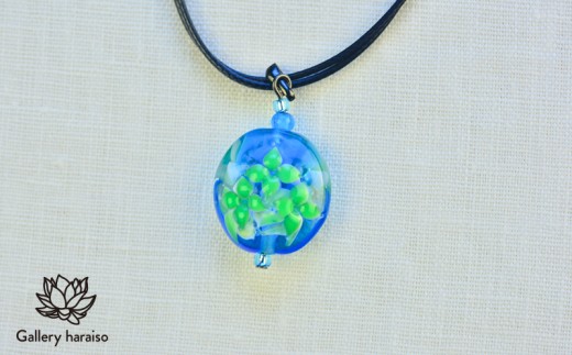 【トンボ玉】緑の風・サンダンカジュエリーセット【グリーン×ブルー】