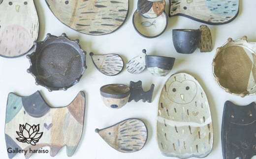 【沖縄のかわいい器】土の種のミミズク皿　みずいろ