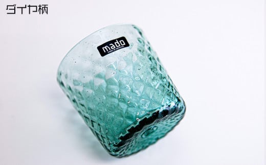 madoロックグラス（ダイヤ柄・モール柄）2個セット　アイスグリーン