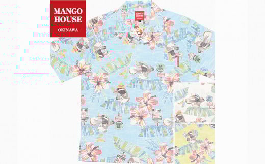 【かりゆしウェア】メンズ がんばるヤンバルクイナSサイズ×ブルー