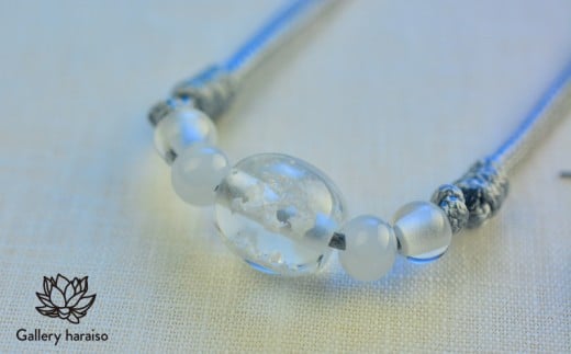 【トンボ玉】緑の風・マース玉ジュエリーセット【ホワイト】