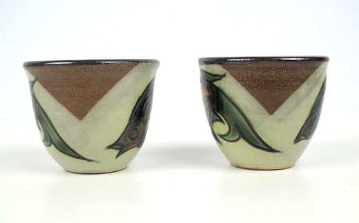 そば猪口　線彫り・魚紋　2個セット【尚工房】