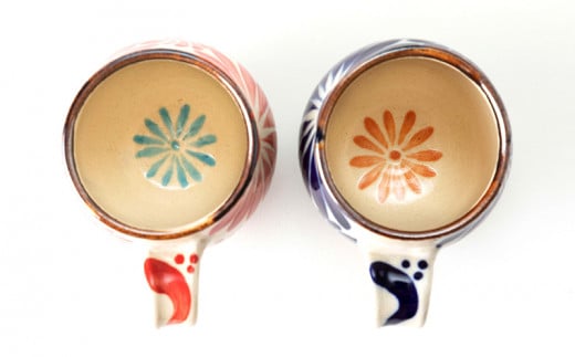 マグカップ（唐草模様）　赤&コバルトブルーセット【尚工房】