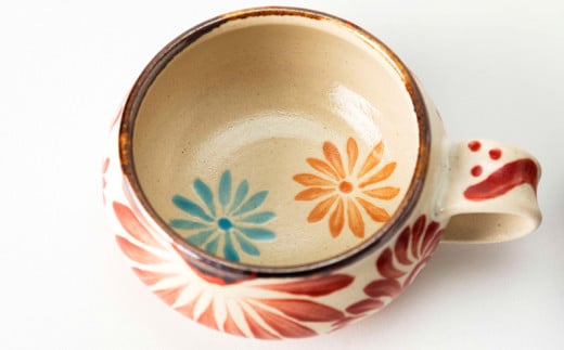 スープカップ（唐草模様）　赤&コバルトブルーセット【尚工房】