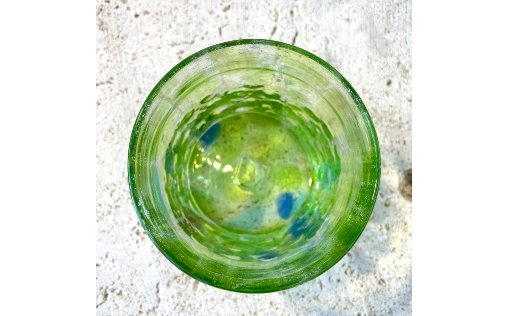 《琉球ガラス匠工房》波の花ロックグラス【緑】2個セット