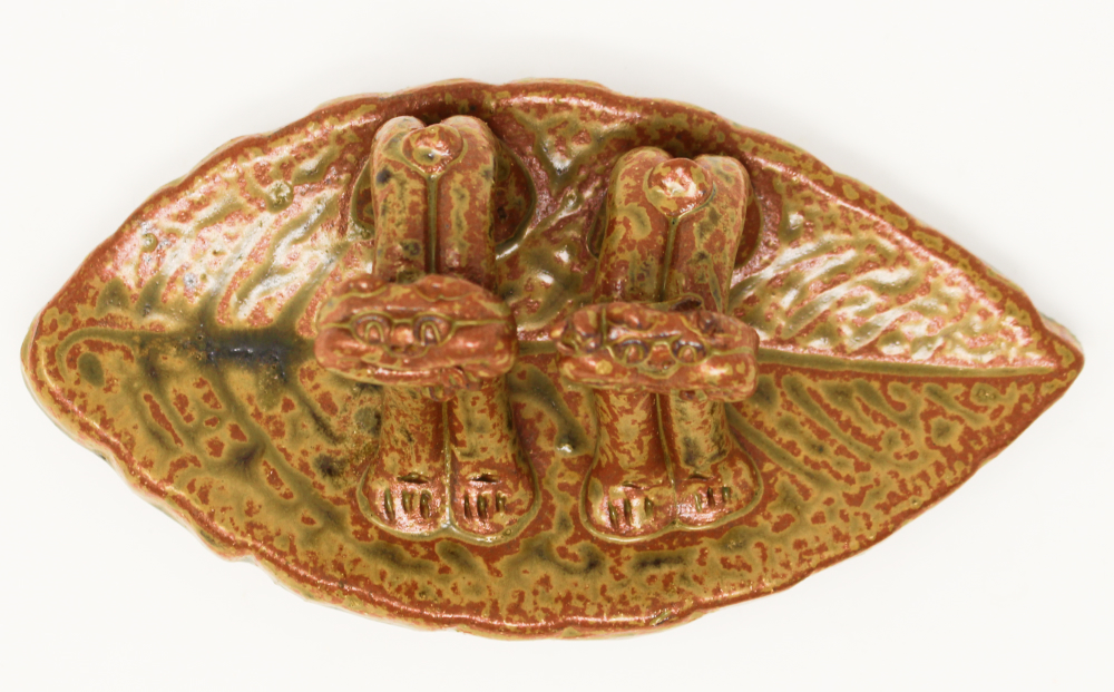 【琉球太田焼窯元】仲良しシーサー＜木の葉＞