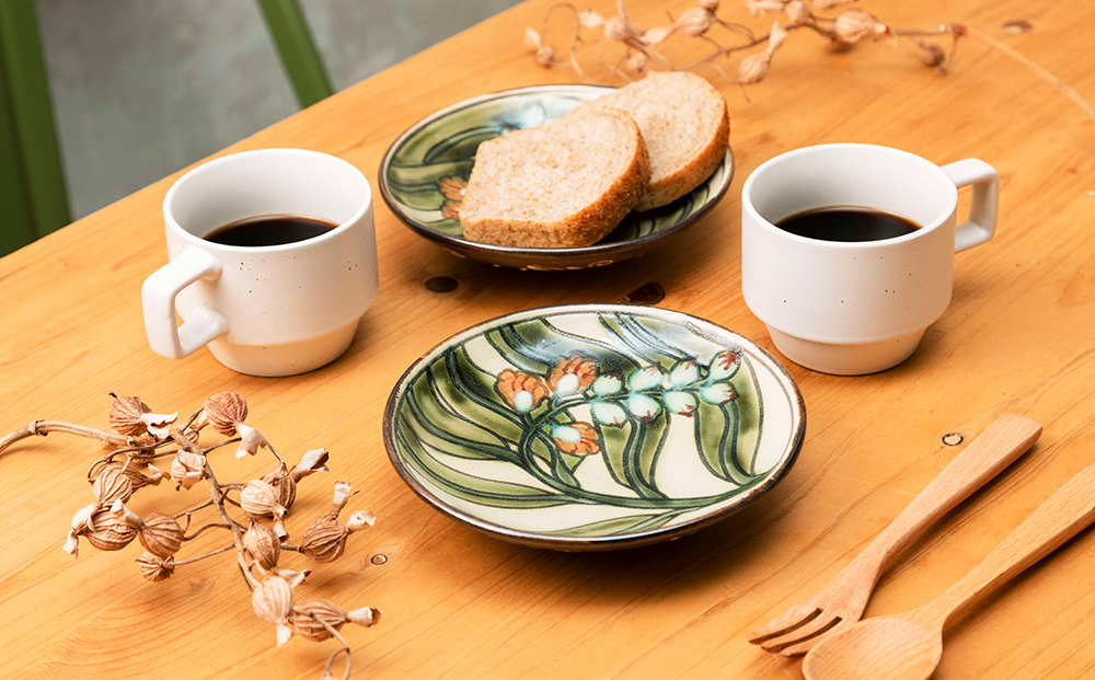 5寸皿　線彫り・月桃　2枚セット【尚工房】