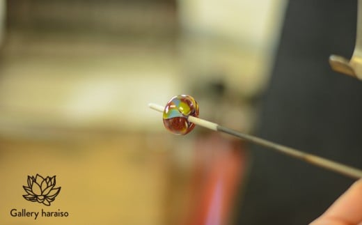 【トンボ玉】緑の風・サンダンカジュエリーセット【レッド×ブルー】