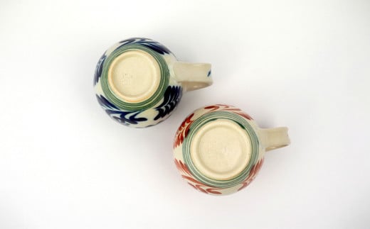 マグカップ（唐草模様）　赤&コバルトブルーセット【尚工房】