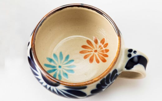 スープカップ（唐草模様）　赤&コバルトブルーセット【尚工房】