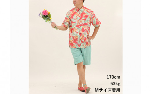 【かりゆしウェア】プルメリアガーデンSサイズ×レッド