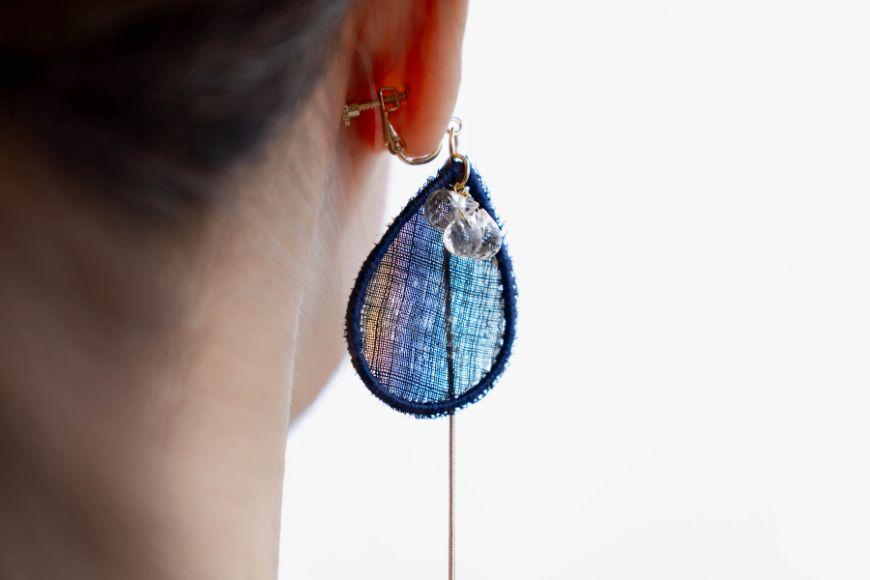 KU01　宮古上布アクセサリー【ピアス】重要無形文化財