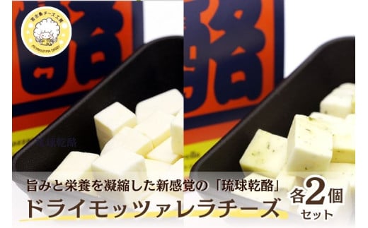 ドライモッツァレラチーズ『琉球乾酪』　～2つの味を楽しめる贅沢セット～（各20g×2）（CJ17）｜モッツァレラチーズ チーズ 手作りチーズ 熟成チーズ 贈り物 ギフト スナック おつまみ 食べ比べ 沖縄 宮古島市