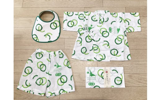 ベビーセット（てぬぐい／甚平／スタイ）【ゴーヤ】（HF014）