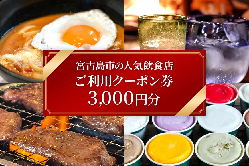 宮古島市の人気飲食店ご利用クーポン券【3,000円分】（CW28）