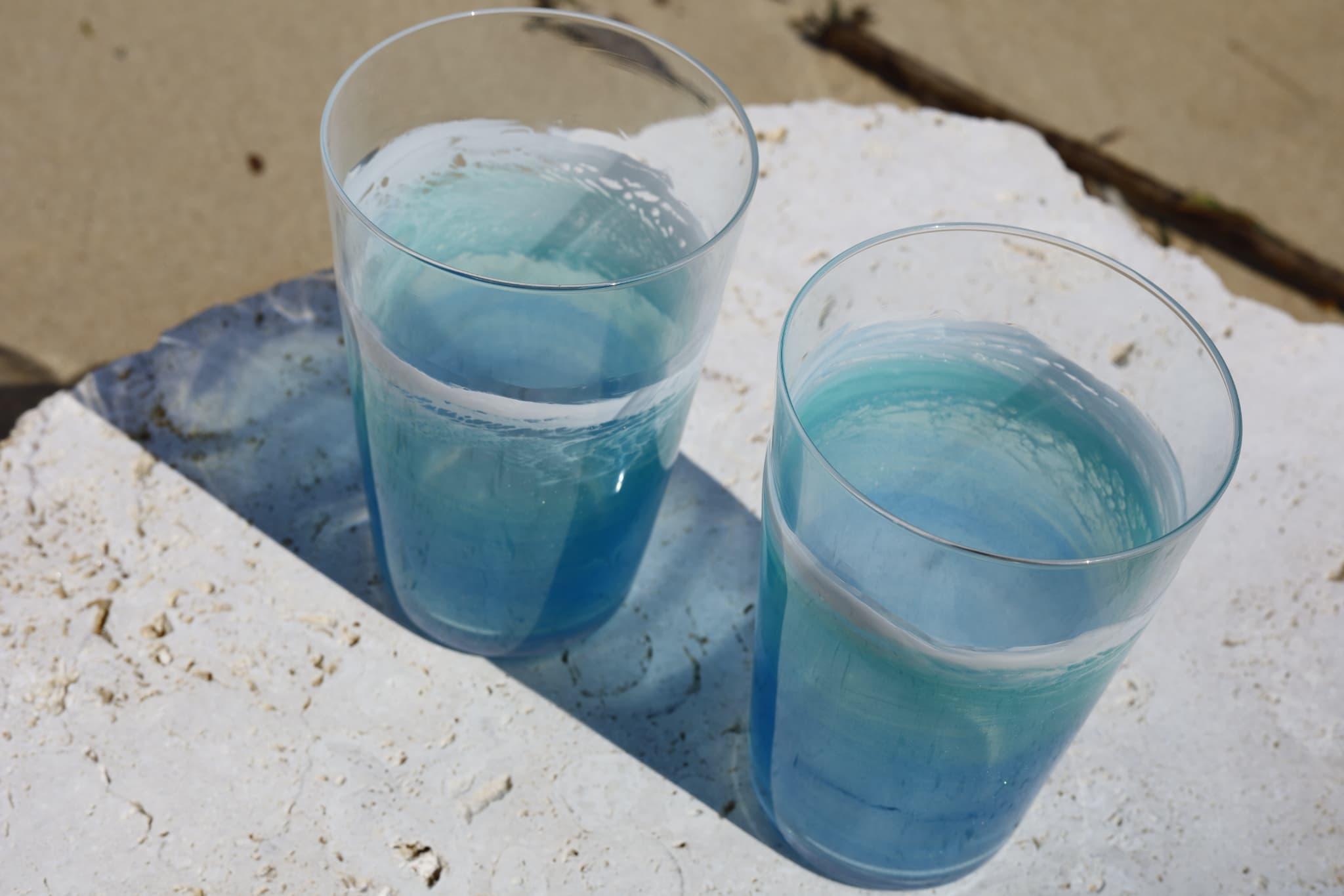 波アートグラス 400ml ペア DP12   I  波アートグラス 400ml ペアグラス ガラスコップ デザイングラス アートグラス 波模様 ギフト ペア 食器  沖縄県 南城市 ペア