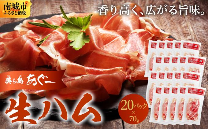 《極上の生ハム》美ら島あぐ～ 生ハム 70g ×20パック（1400g）| 沖縄県 南城市 豚肉 生ハム アグー豚と白豚をかけ合わせた 1.4kg 送料無料 20パック