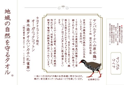 地域の自然を守るタオル やんばるの森を代表する野鳥 3枚セット(ヤンバルクイナ、ノグチゲラ、リュウキュウアカショウビン)  《GOTS認証オーガニック》～ECOひいきプロジェクト～: 国頭村ANAのふるさと納税