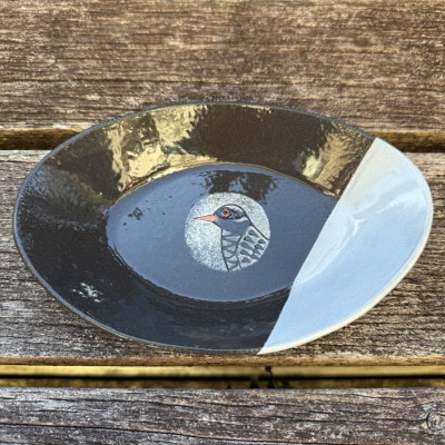 やちむん 焼物 ヤンバルクイナの親子皿セット(オーバル型2枚セット)