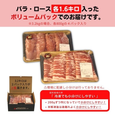 【毎月定期便】くんじゃん豚 しゃぶしゃぶセット(バラ・ロース)計19.2kg全6回【配送不可地域：離島】