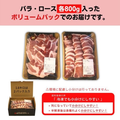 【毎月定期便】くんじゃん豚 焼肉セット(バラ・ロース)計4.8kg全3回【配送不可地域：離島】