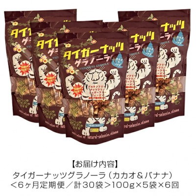 【毎月定期便】タイガーナッツ グラノーラ(カカオ＆バナナ) 100g×5袋全6回
