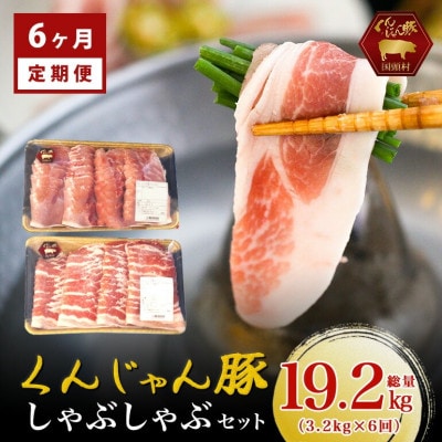 【毎月定期便】くんじゃん豚 しゃぶしゃぶセット(バラ・ロース)計19.2kg全6回【配送不可地域：離島】