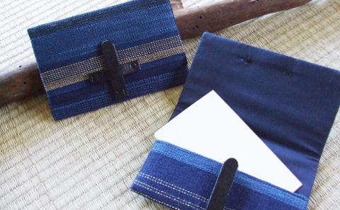 【琉球藍染め　手織り】名刺入れ