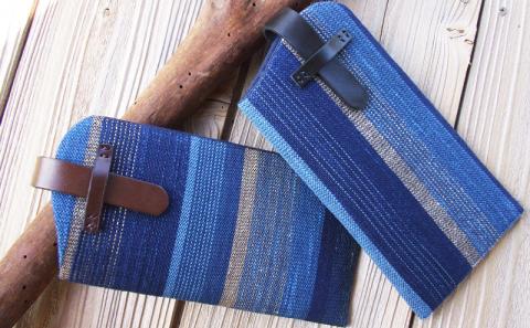 【琉球藍染め　手織り】メガネケース