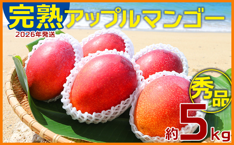 【2026年発送】大ボリューム完熟アップルマンゴー秀品・約5kg農園から直送！ 秀品 先行予約 沖縄 甘味 糖度 濃厚 美味しい お土産 おいしい ギフト とろける甘さ 香り アーウィン 果汁 高級 箱入り 化粧箱入り 見た目 きれい 綺麗
