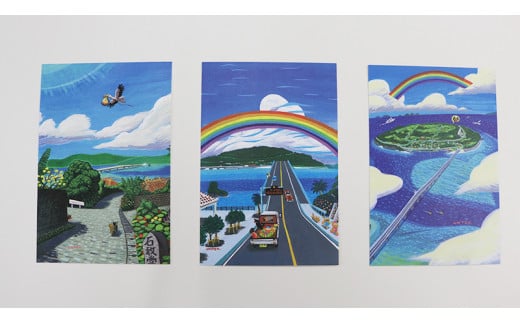 絵本「空を飛んだイルカ」　＆　運天肇のポストカード