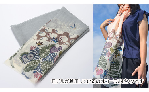 MUI ー森をまとう紅型ショールー(クラウディ)