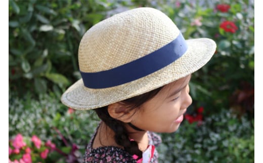 アダン葉帽子（子ども用）リボン・ゴム付