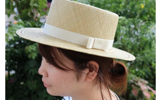 アダン葉帽子（カンカン帽）リボン付