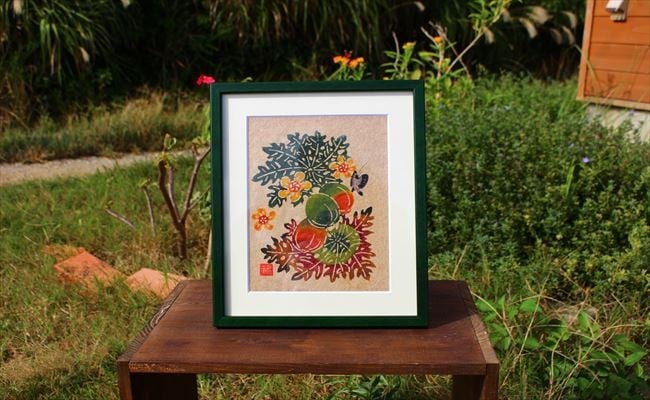 芭蕉紙紅型染「沖縄の自然・パパイヤ」